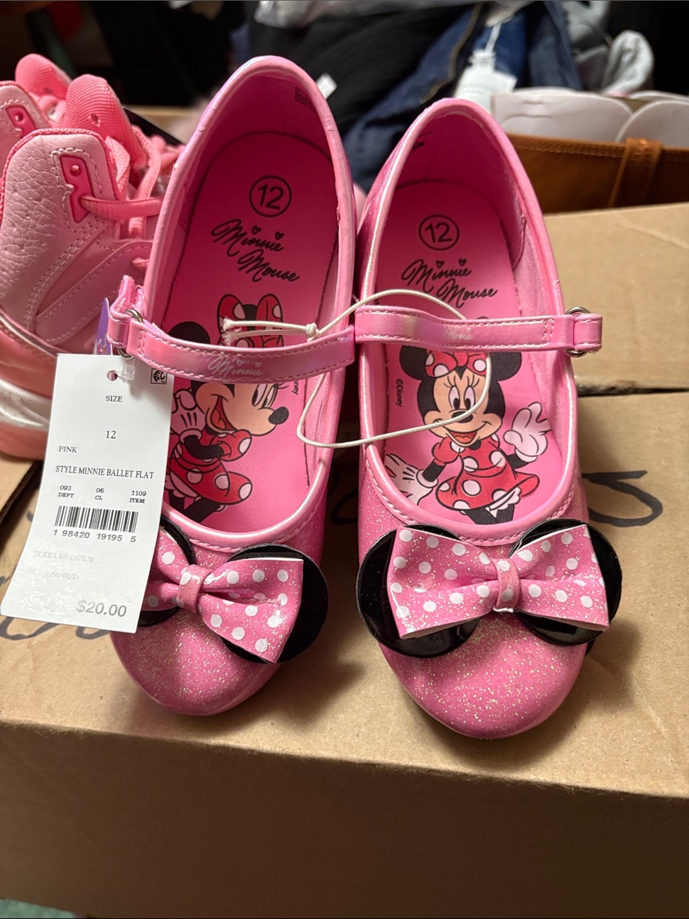 Disney Pink Minnie Mouse Girls Ballet Flats with Polka-Dot Bow